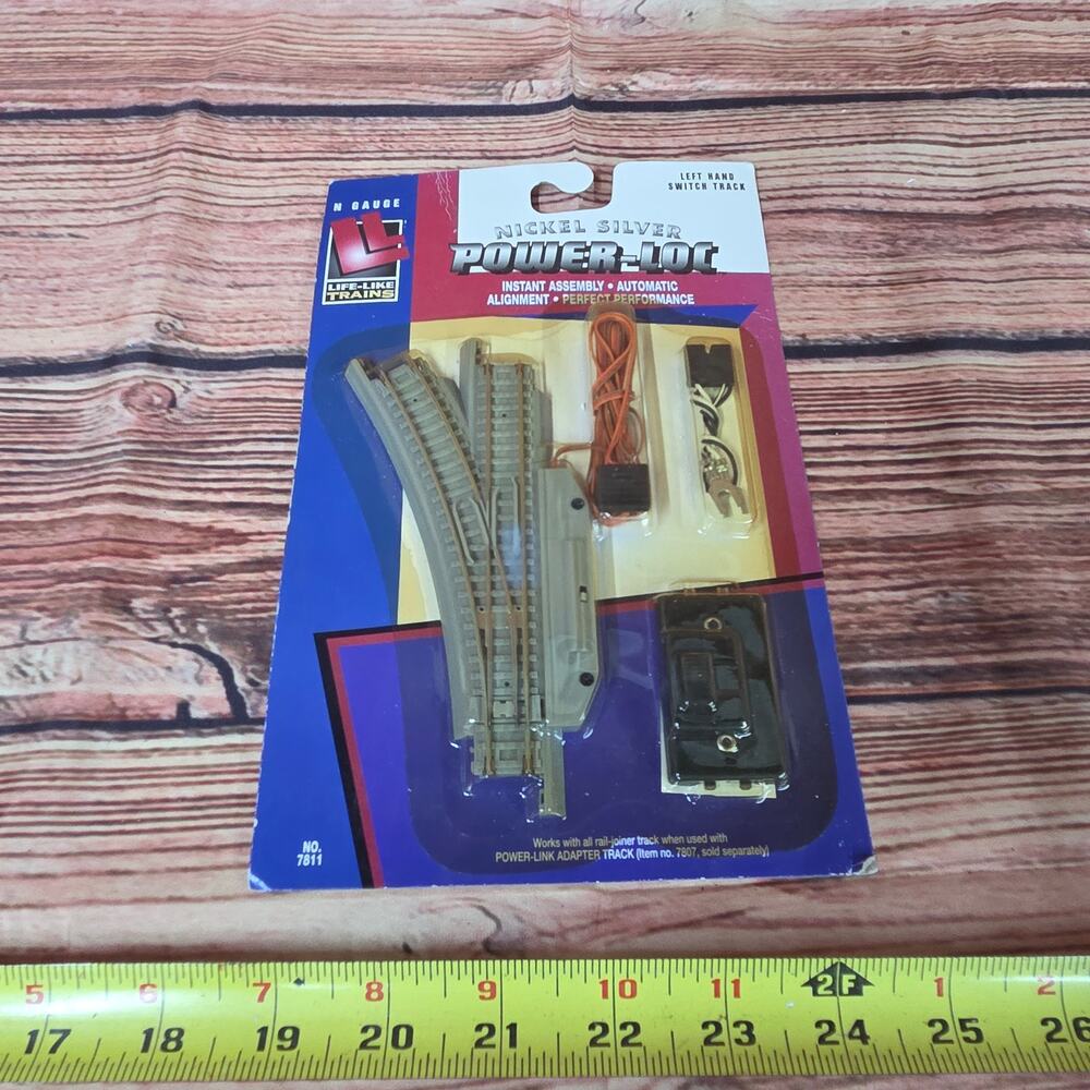 Life like trains Power Loc N scale left hand switch track gray base sealed